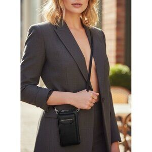 French Connection Black Phone Crossbody Wristlet Minimal Wallet Bag NWT